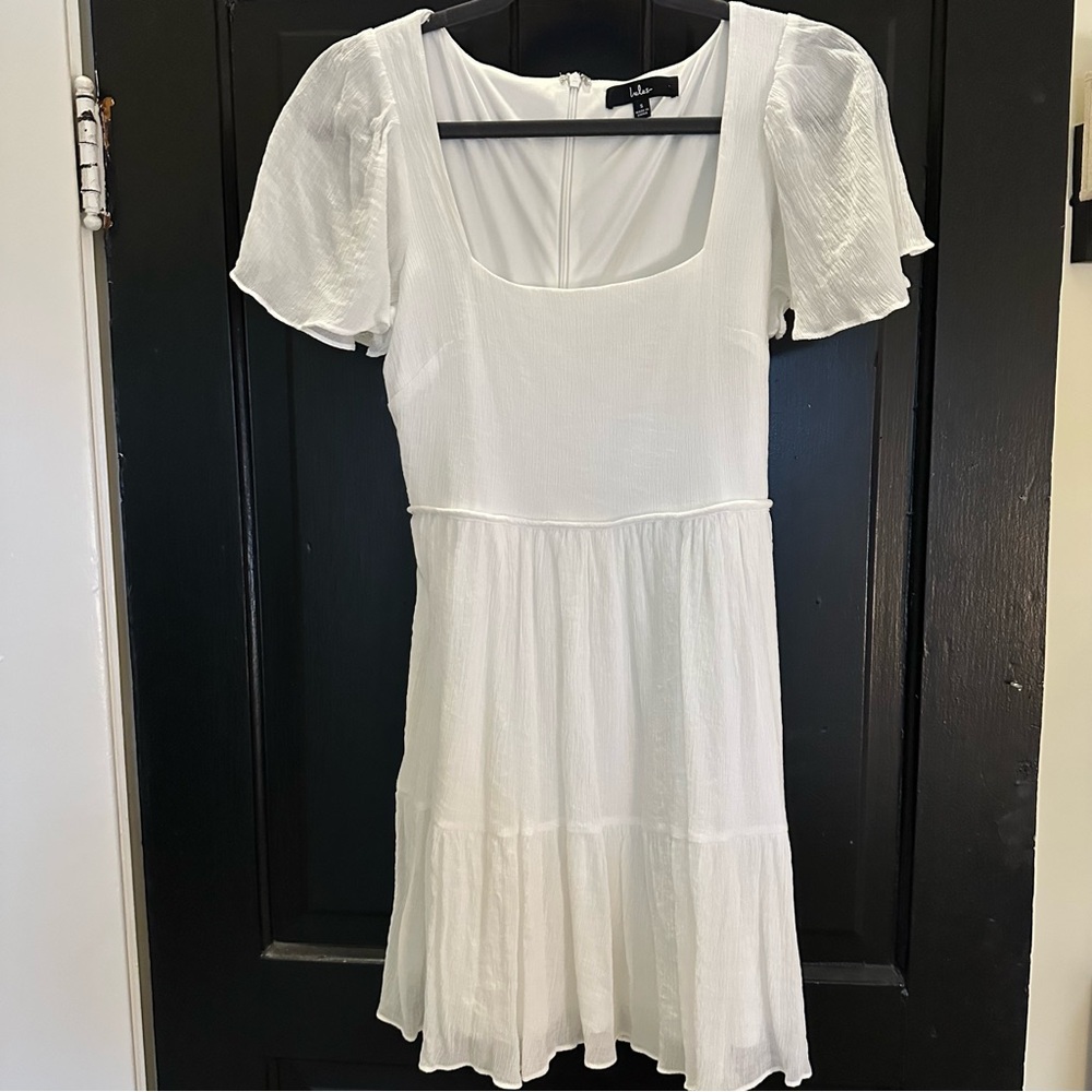 Lulu's White Baby Doll Tie Back Mini Dress